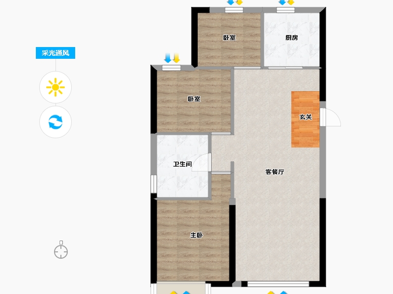 辽宁省-沈阳市-恒大珺睿府-76.25-户型库-采光通风