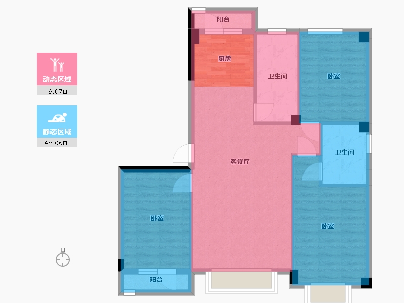 辽宁省-丹东市-蓝山溪谷-87.73-户型库-动静分区