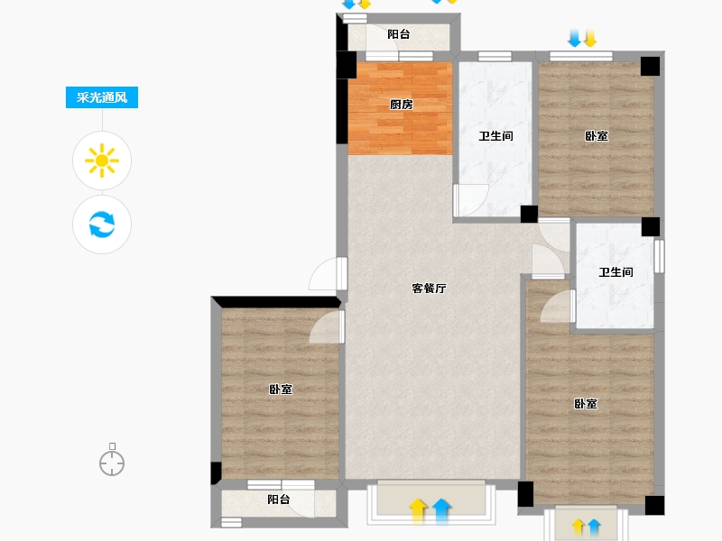 辽宁省-丹东市-蓝山溪谷-87.73-户型库-采光通风