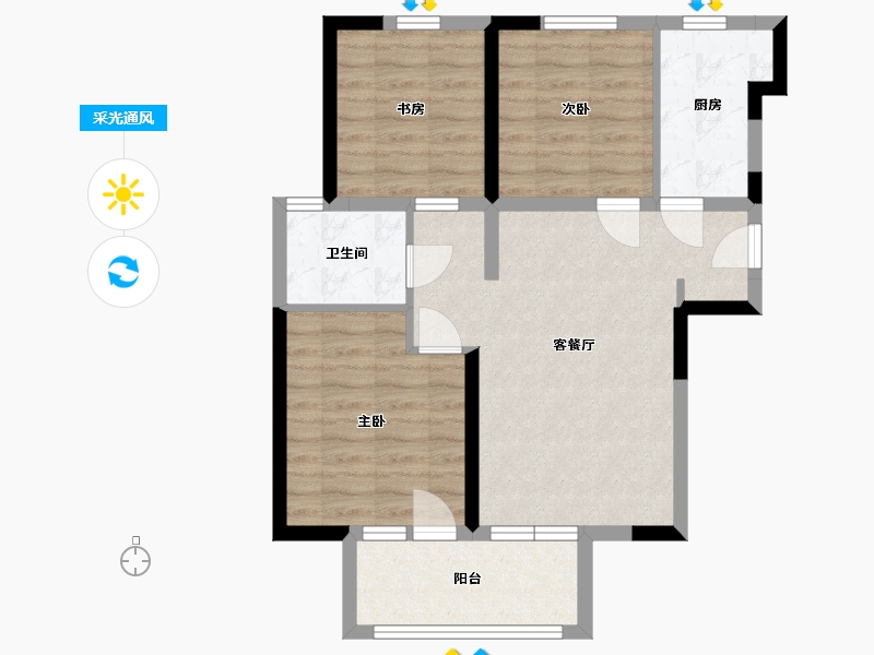 河北省-廊坊市-荣盛桃李观邸-71.06-户型库-采光通风