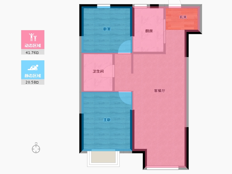 辽宁省-沈阳市-恒大珺睿府-55.82-户型库-动静分区