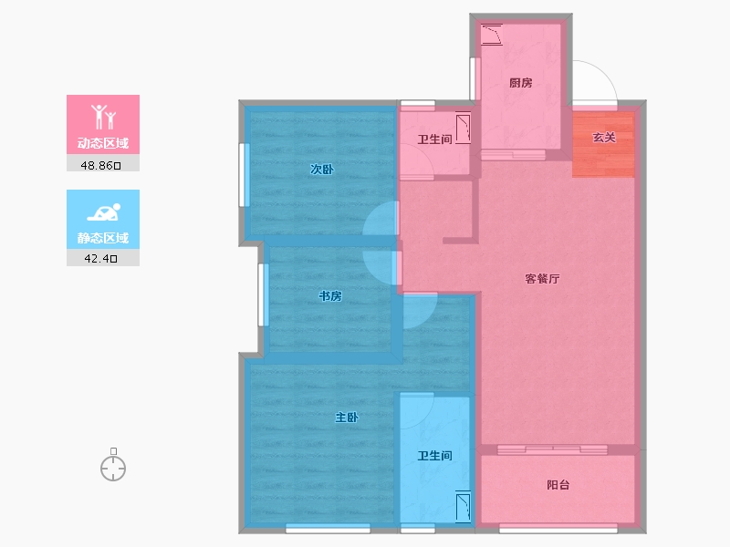 云南省-昆明市-俊发玉龙湾-80.47-户型库-动静分区