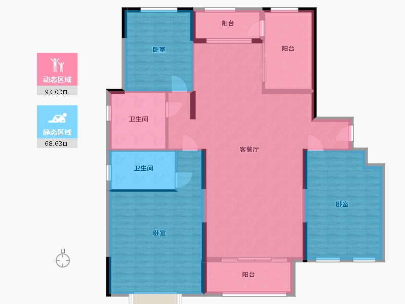 内蒙古自治区-鄂尔多斯市-东赫星城-147.81-户型库-动静分区