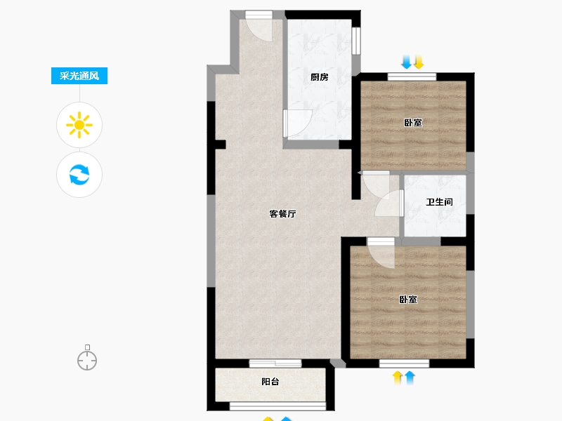 辽宁省-鞍山市-兴东领世郡-64.77-户型库-采光通风