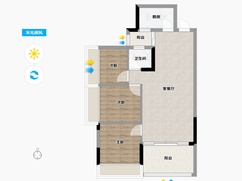 广西壮族自治区-梧州市-水岸名都-66.60-户型库-采光通风