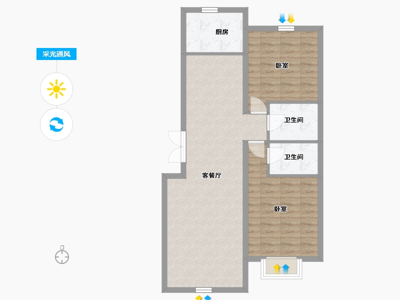 内蒙古自治区-包头市-瀚星御府-77.04-户型库-采光通风