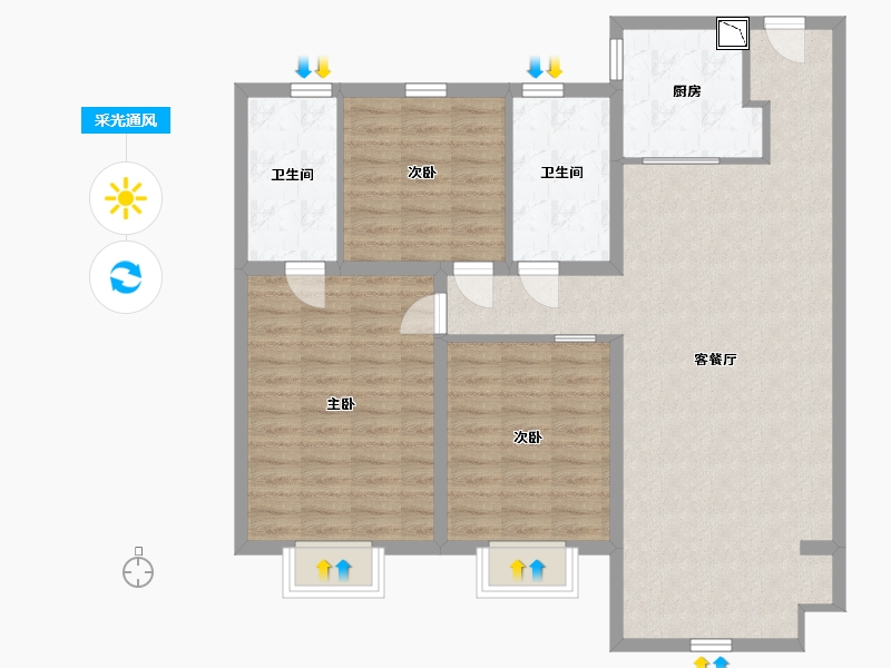 河北省-石家庄市-佳兆业•悦峰-102.00-户型库-采光通风