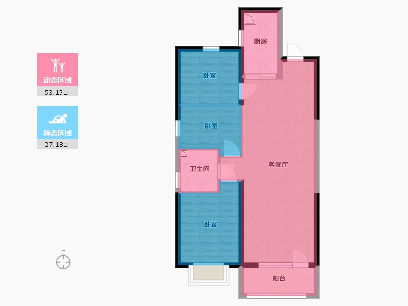 辽宁省-沈阳市-碧桂园大城印象-71.59-户型库-动静分区