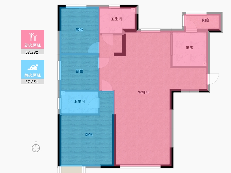 内蒙古自治区-呼和浩特市-呼和浩特恒大珺庭-91.44-户型库-动静分区