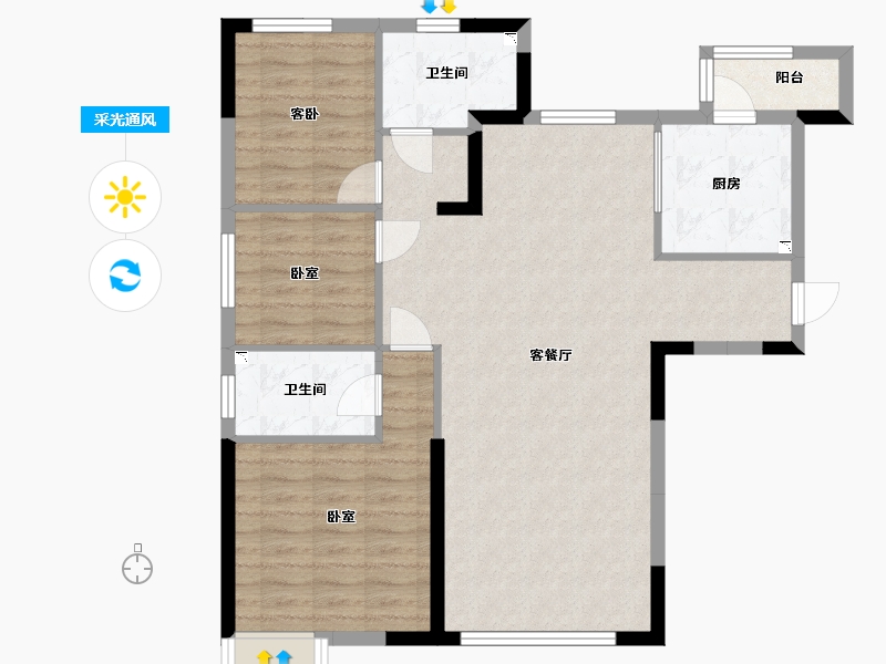 内蒙古自治区-呼和浩特市-呼和浩特恒大珺庭-91.44-户型库-采光通风