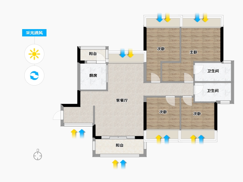 广西壮族自治区-梧州市-水岸名都-94.08-户型库-采光通风