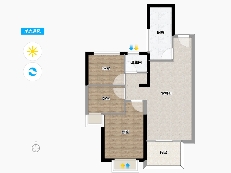 云南省-昆明市-学府康城-69.00-户型库-采光通风