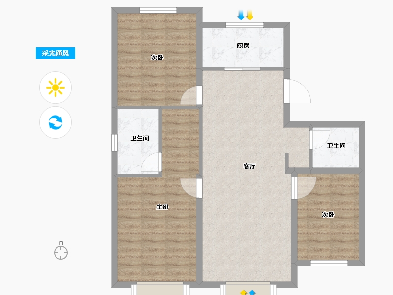 辽宁省-大连市-恒大雅苑-86.75-户型库-采光通风