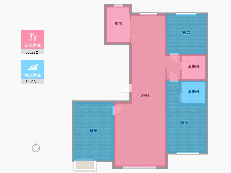 内蒙古自治区-通辽市-叫来河悦府-105.37-户型库-动静分区