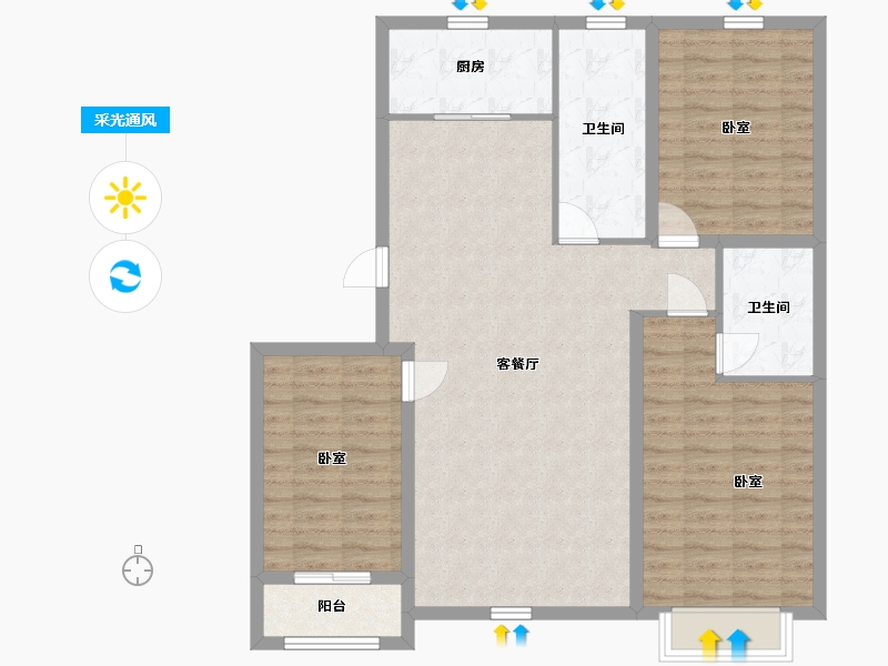 内蒙古自治区-包头市-松石•御景江山-103.29-户型库-采光通风