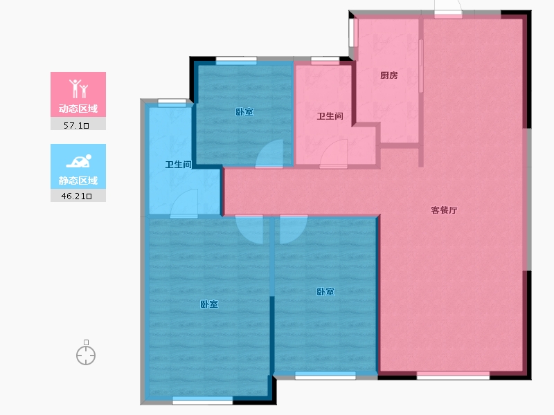 内蒙古自治区-包头市-锦尚国际·锦天下-94.85-户型库-动静分区