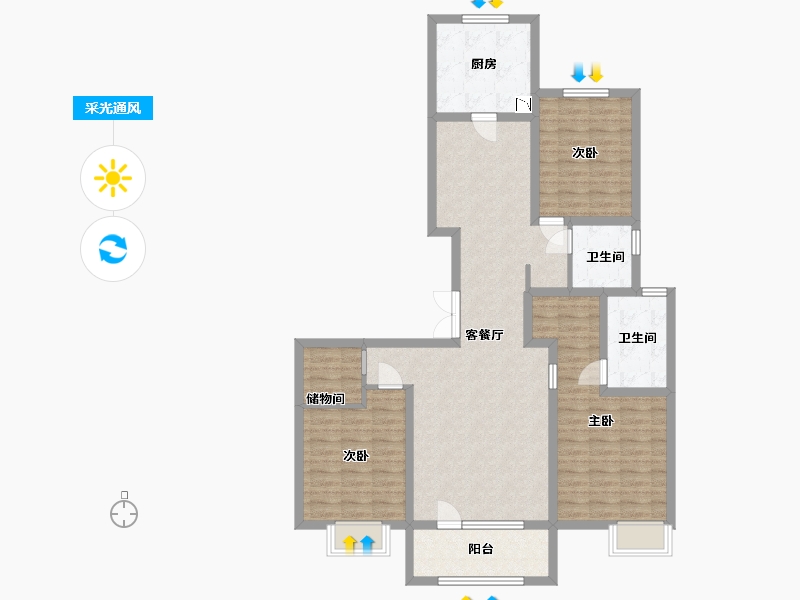 河北省-廊坊市-北辰香麓-110.40-户型库-采光通风