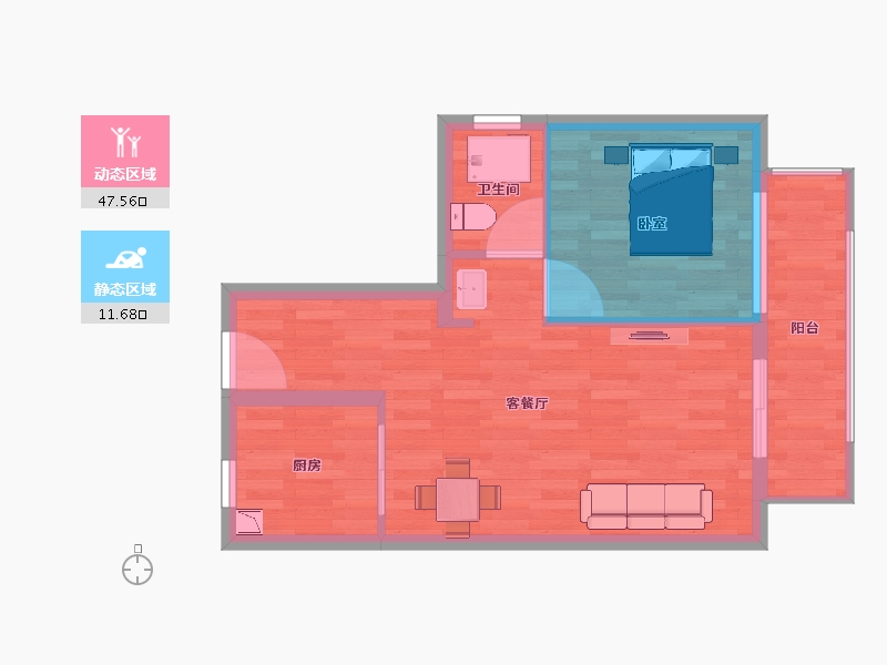 云南省-昆明市-滇池湖岸-53.26-户型库-动静分区