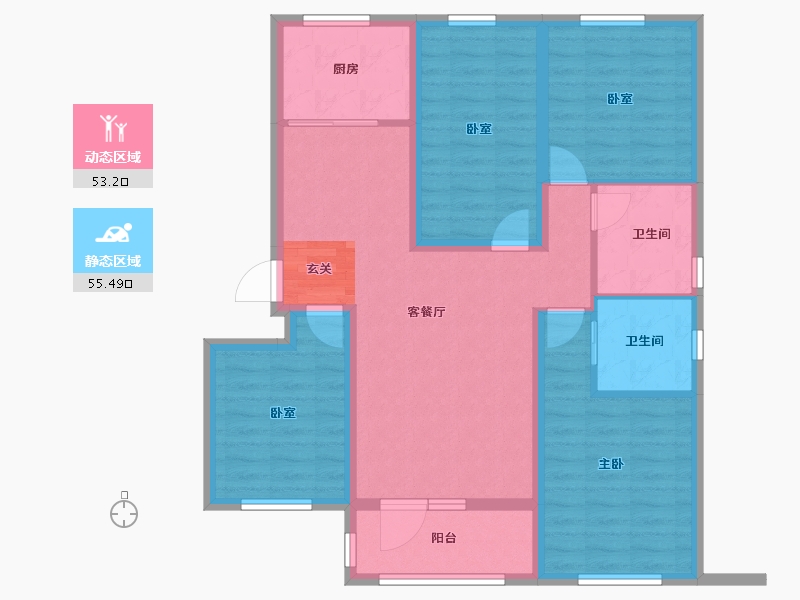 河北省-唐山市-金隅冀东玺唐-96.59-户型库-动静分区