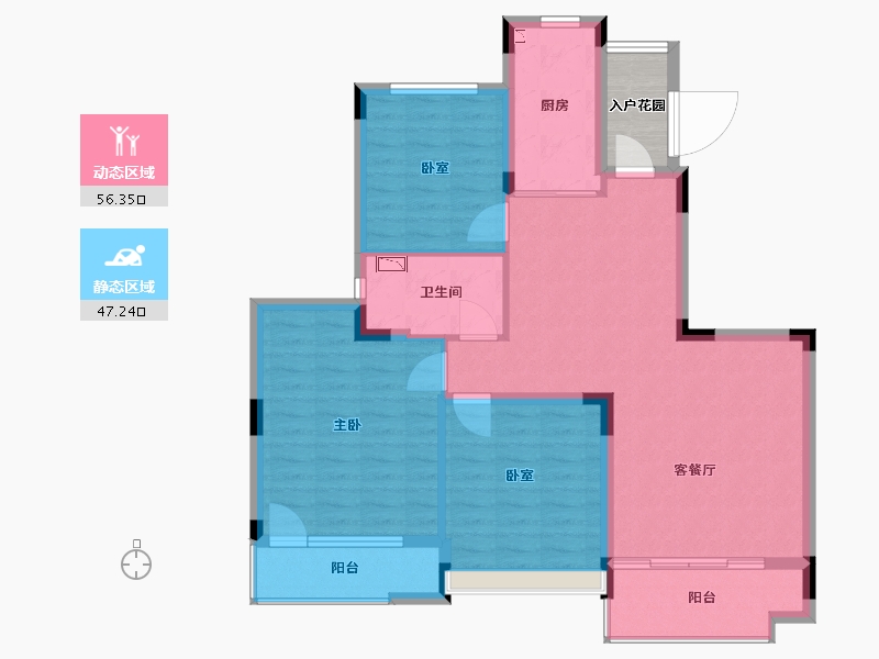 辽宁省-沈阳市-沈抚恒大养生谷-97.00-户型库-动静分区