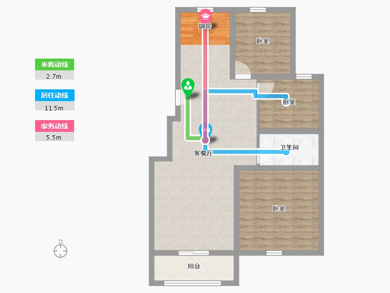 内蒙古自治区-通辽市-万华·公园里-83.87-户型库-动静线