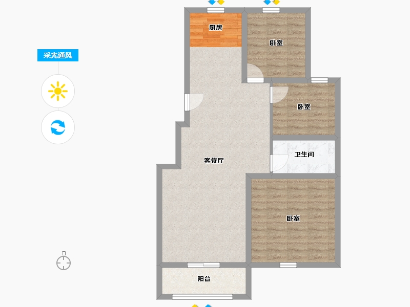 内蒙古自治区-通辽市-万华·公园里-83.87-户型库-采光通风