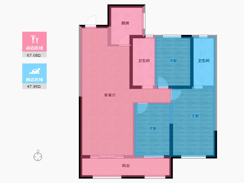 内蒙古自治区-包头市-伊泰·华府荟-103.01-户型库-动静分区