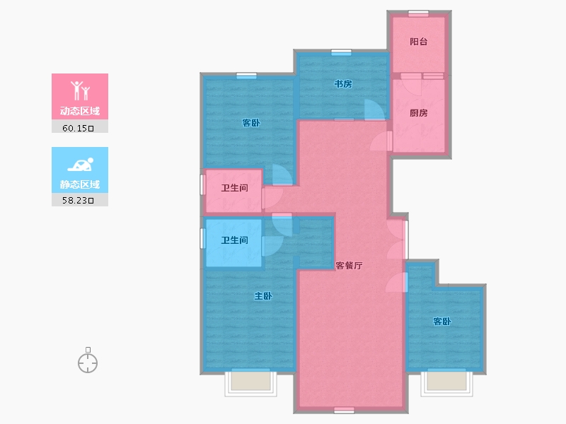 内蒙古自治区-包头市-瀚星御府-105.58-户型库-动静分区