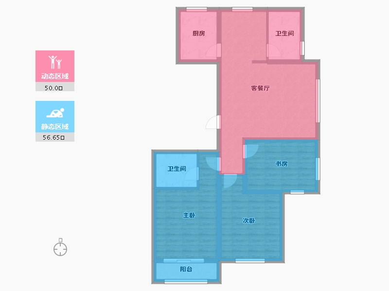 内蒙古自治区-呼和浩特市-富贵国际-95.01-户型库-动静分区