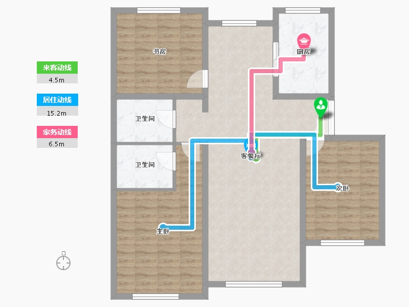 内蒙古自治区-呼和浩特市-富贵国际-106.48-户型库-动静线