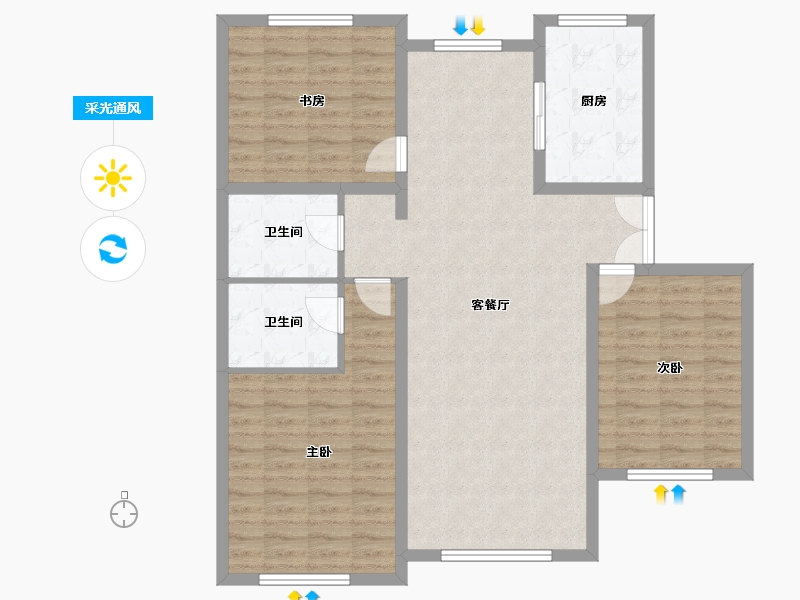 内蒙古自治区-呼和浩特市-富贵国际-106.48-户型库-采光通风