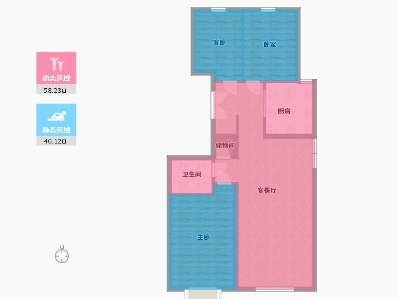 内蒙古自治区-包头市-瀚星御府-89.04-户型库-动静分区