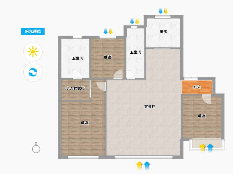 辽宁省-沈阳市-中海润山府-121.53-户型库-采光通风