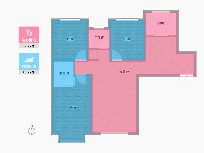 内蒙古自治区-包头市-澜湖·璞园-93.99-户型库-动静分区