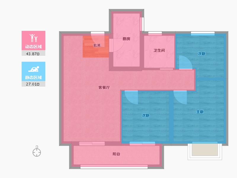 河北省-廊坊市-鸿坤理想城-62.91-户型库-动静分区