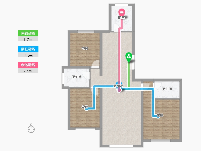 内蒙古自治区-呼和浩特市-富贵国际-97.17-户型库-动静线