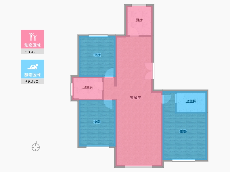 内蒙古自治区-呼和浩特市-富贵国际-97.17-户型库-动静分区