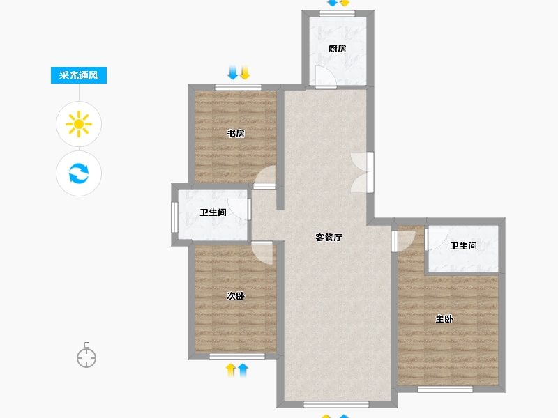 内蒙古自治区-呼和浩特市-富贵国际-97.17-户型库-采光通风