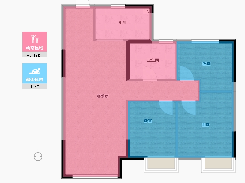 辽宁省-沈阳市-沈抚恒大养生谷-90.00-户型库-动静分区