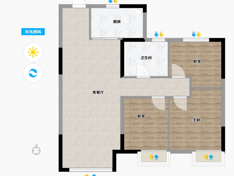 辽宁省-沈阳市-沈抚恒大养生谷-90.00-户型库-采光通风