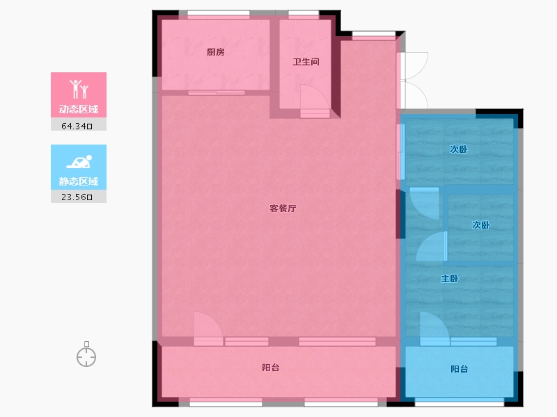 辽宁省-沈阳市-阳光城未来悦-78.19-户型库-动静分区