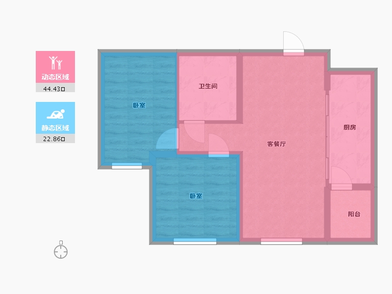 辽宁省-大连市-大连天地悦龙居II期-59.94-户型库-动静分区