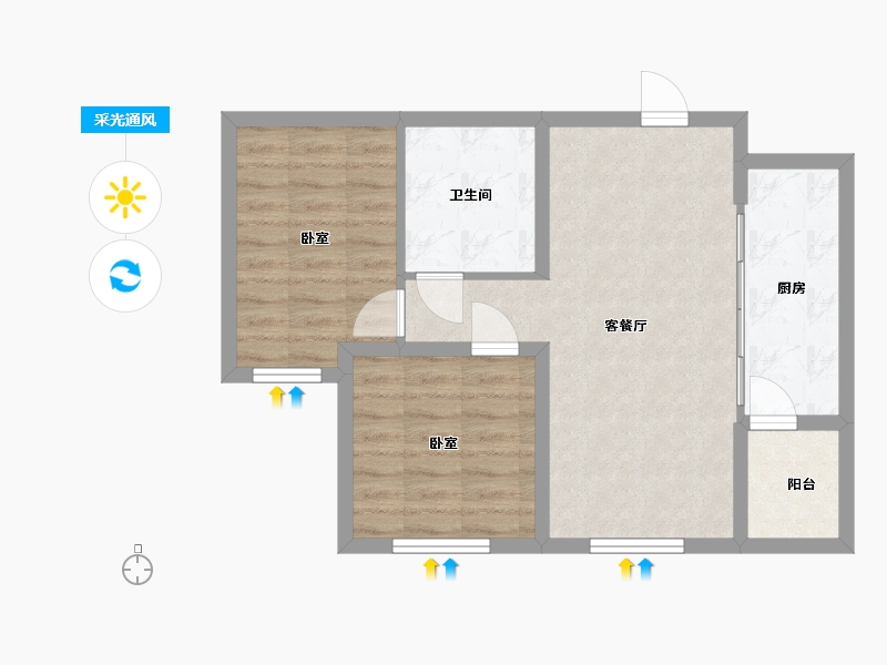 辽宁省-大连市-大连天地悦龙居II期-59.94-户型库-采光通风