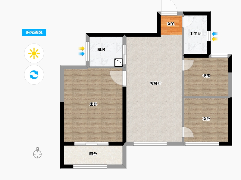 云南省-昆明市-春江明月-79.01-户型库-采光通风