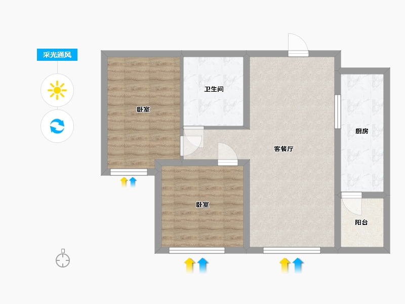 辽宁省-大连市-大连天地悦龙居II期-67.20-户型库-采光通风