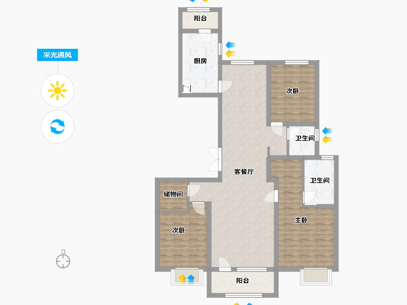 河北省-廊坊市-北辰香麓-106.40-户型库-采光通风