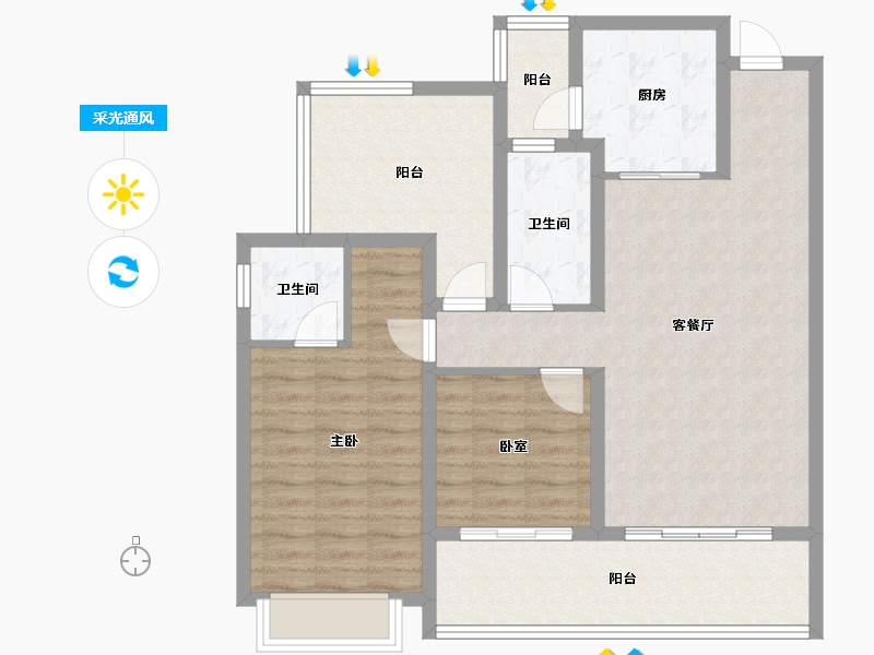 贵州省-遵义市-北大资源梦想城-93.86-户型库-采光通风