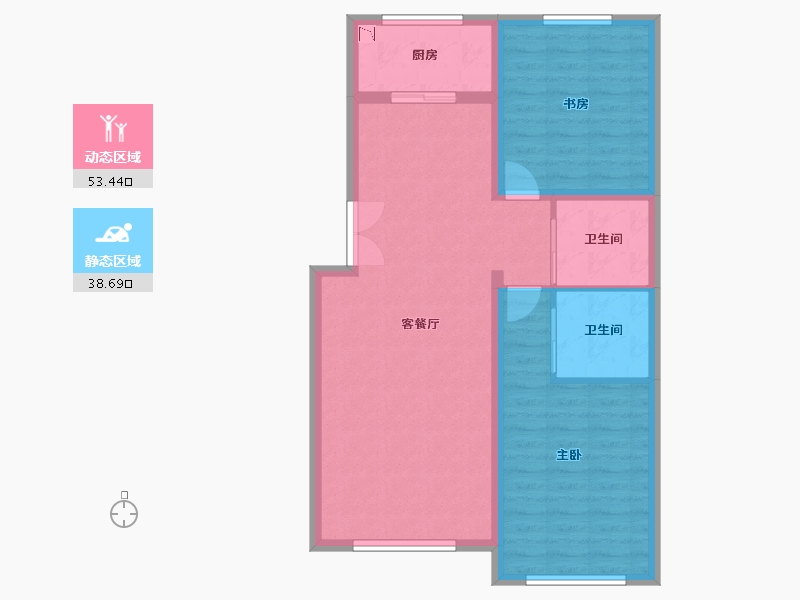 内蒙古自治区-呼和浩特市-富贵国际-83.29-户型库-动静分区