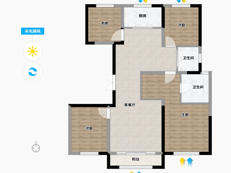 内蒙古自治区-包头市-伊泰·华府荟-112.18-户型库-采光通风