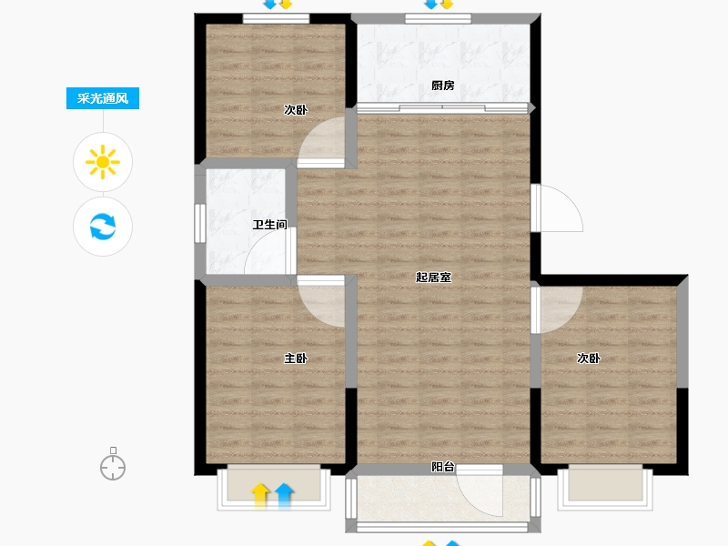 河北省-承德市-兆丰东澄-92.00-户型库-采光通风